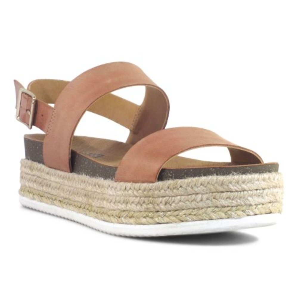 NIB Chelsea Crew | Tan Colby Platform Leather Espadrille